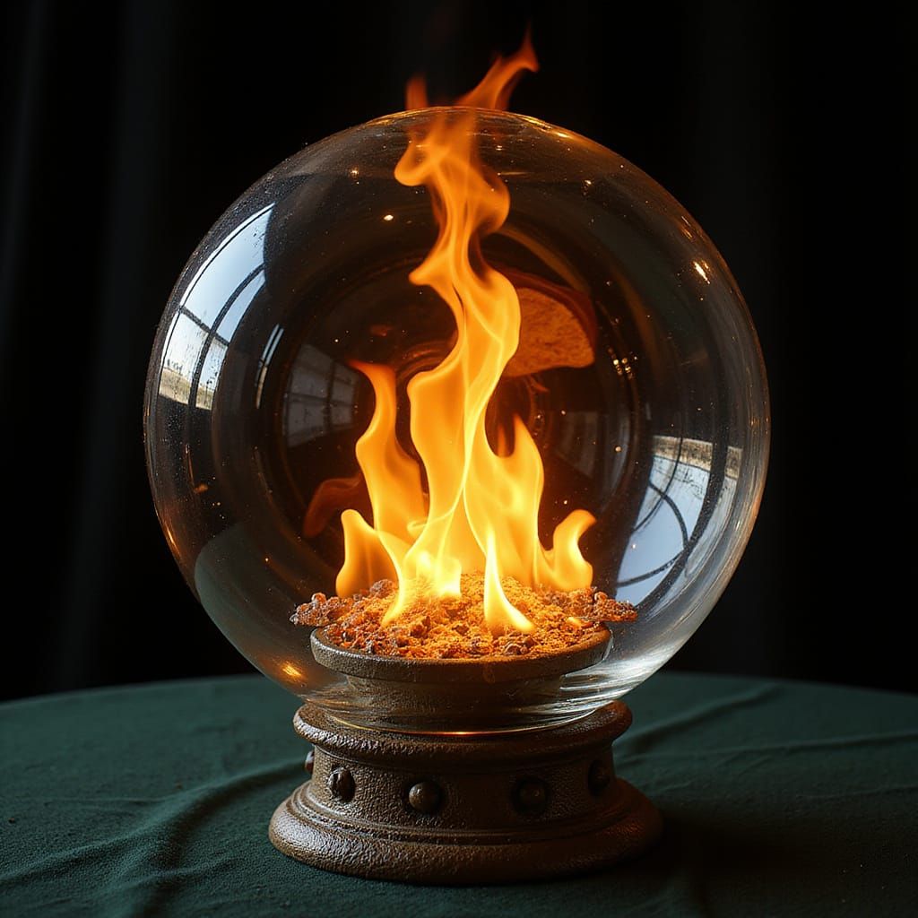 Ethereal Torch in Crystal Sphere, Dark Background