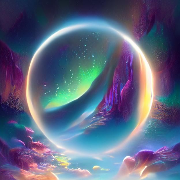 Glowing Portal with Aurora Lights in Aetherpunk Style