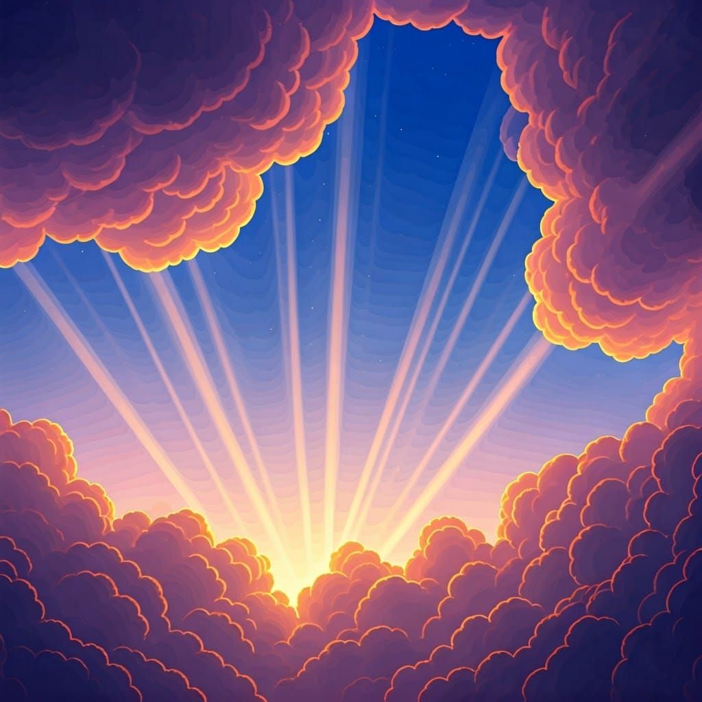 Ethereal Pink Cloudscape Radiant with Divine Light