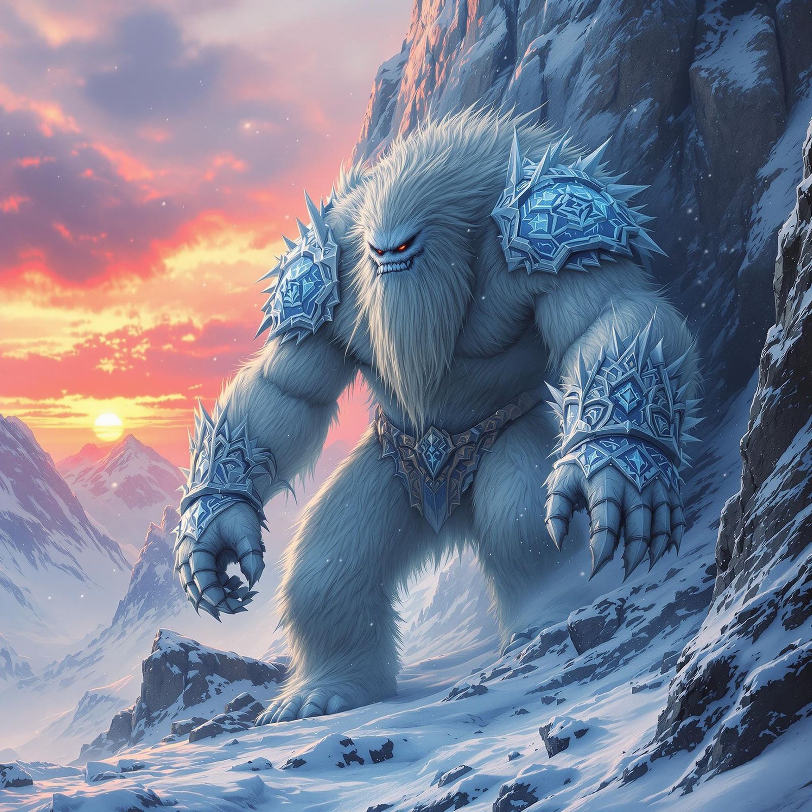 Yeti Warriors Stand Guard in Majestic, Frosty Castle-Cave