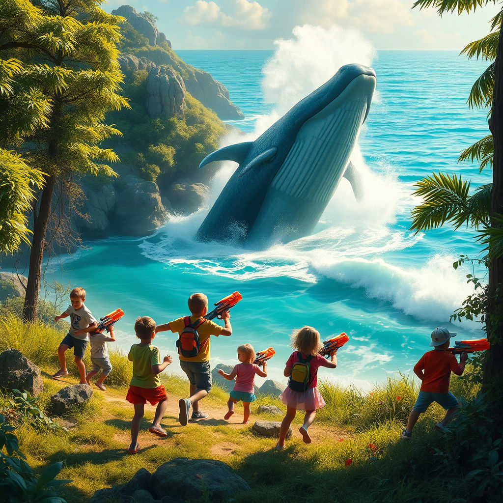 Nerf Battle by the Ocean: A Stalenhag-Inspired Fantasy