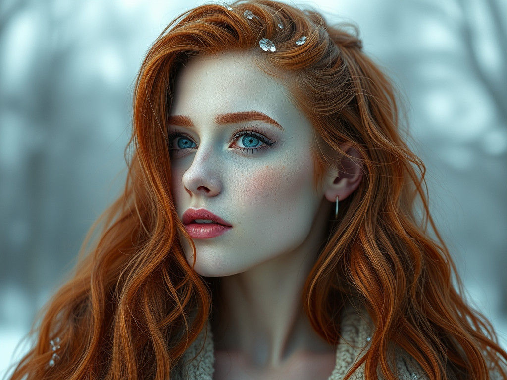 Dystopian Redhead in Silver and Opal