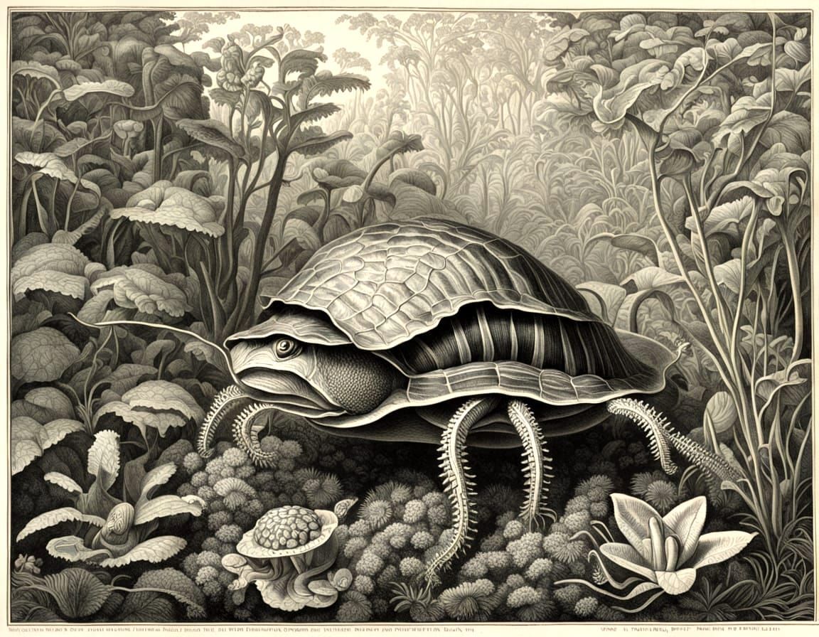 Botanical Fantasy Creature in Chiaroscuro Style