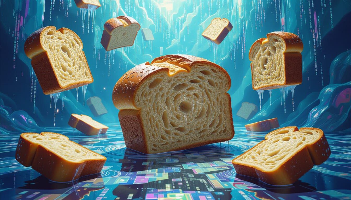 Surreal Code Bread Sculptures in Painterly Style