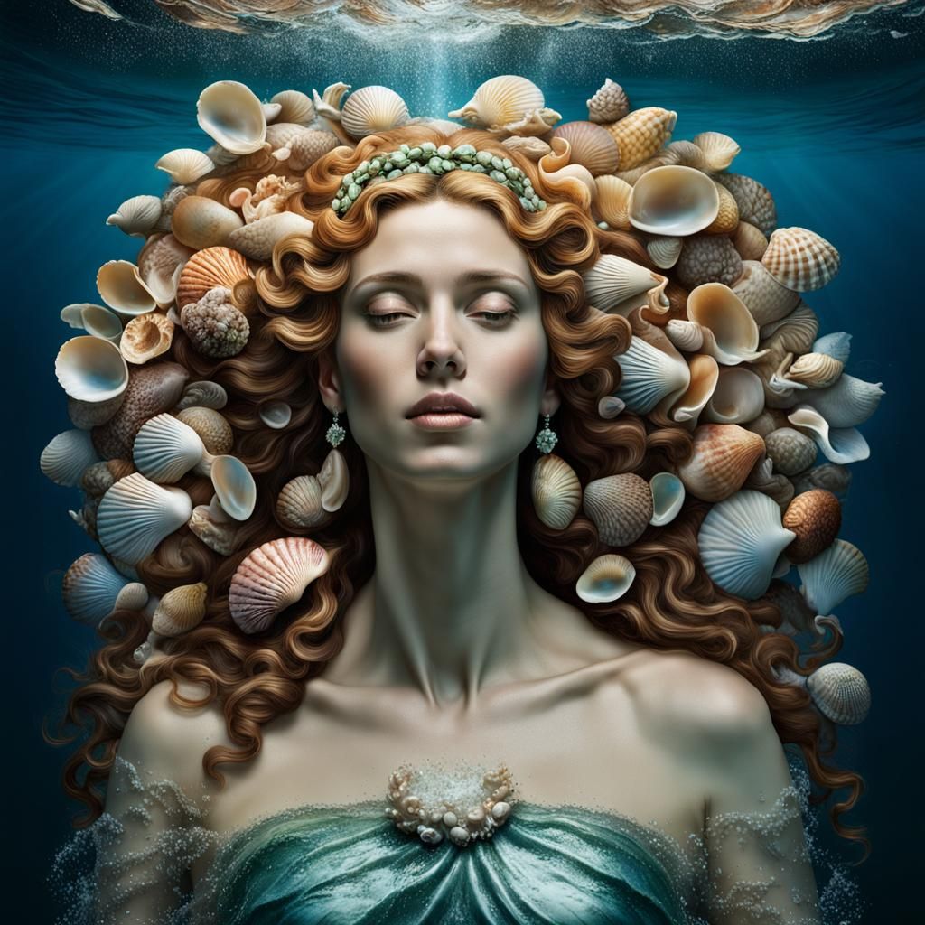 Venus Emerges: Botticelli-Inspired Ocean Goddess