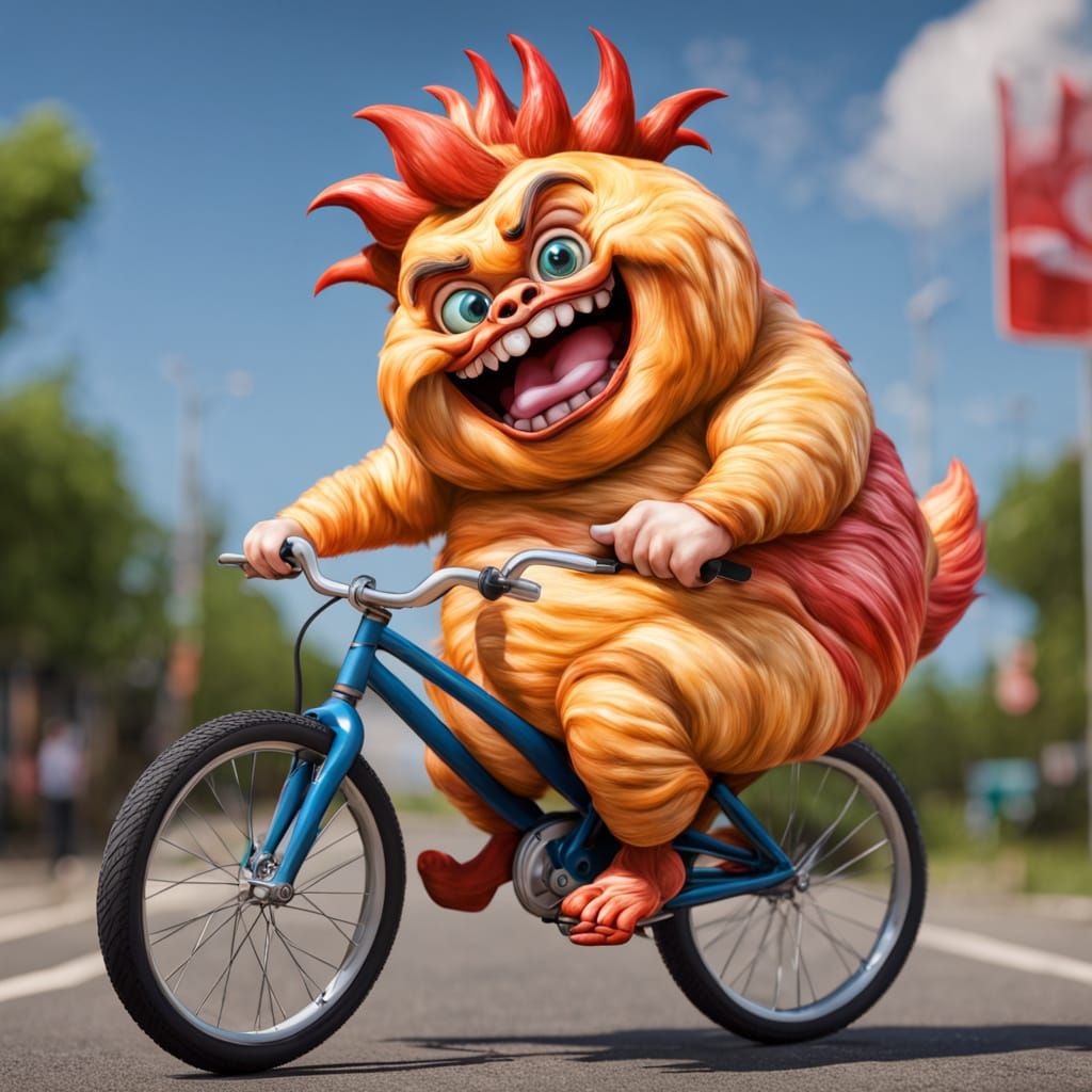 Anthropomorphic Twister Chibi Rides Bicycle