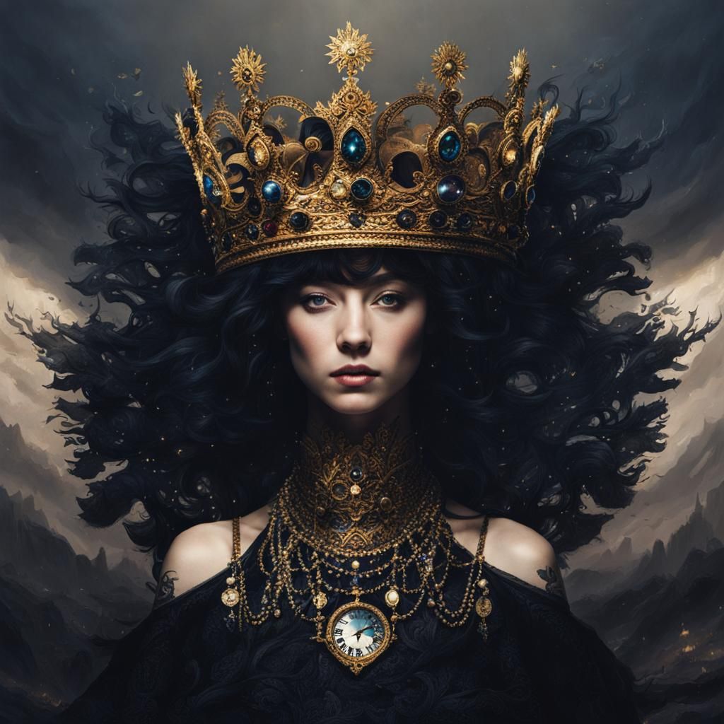 Crown of Midnight: Minimalist AI Art