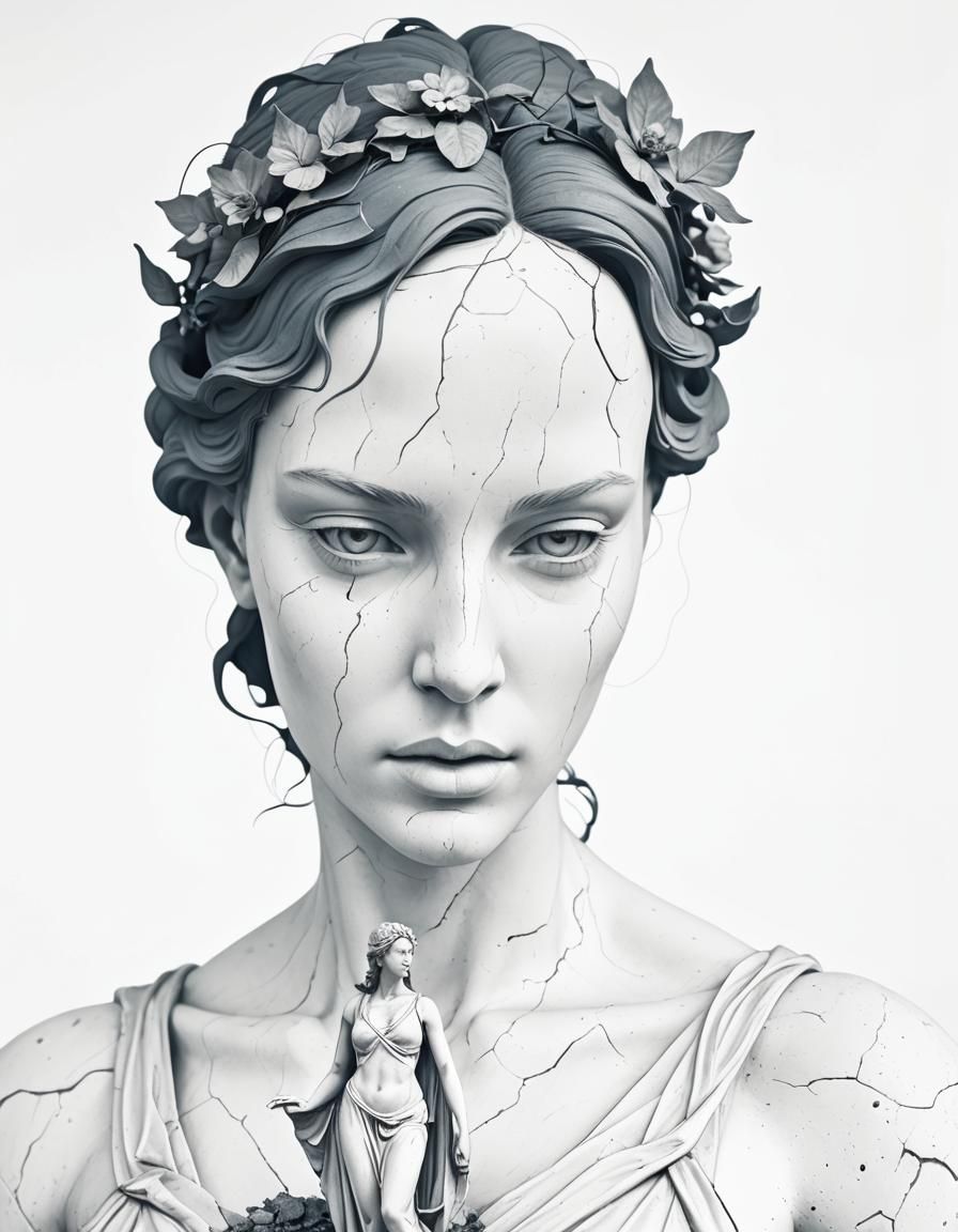 Dystopian Venus Statue in Photo-Surrealism Style
