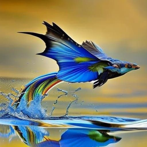 Iridescent Creature Emerges from Water