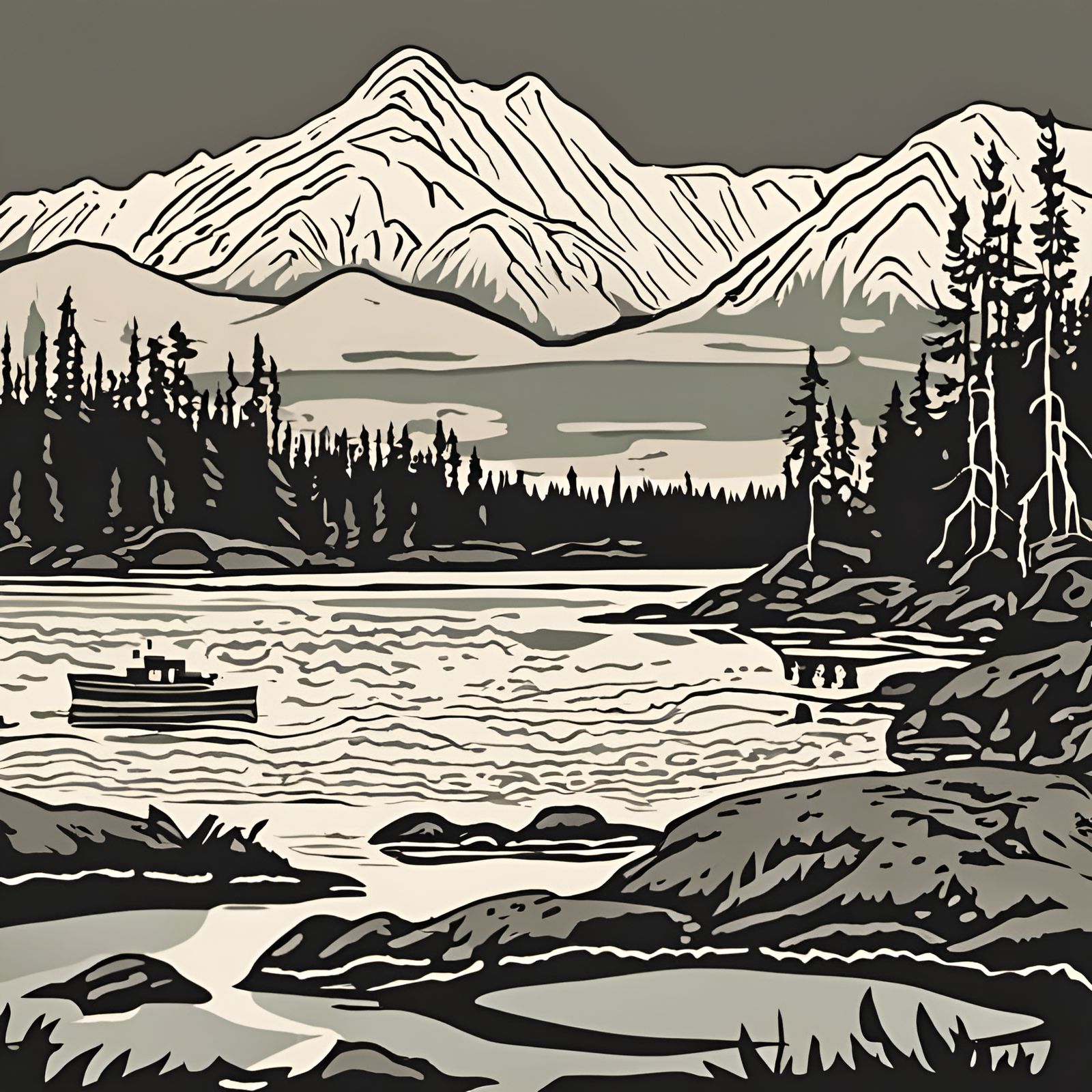 Soldotna Alaska Vector Art in WPA Style