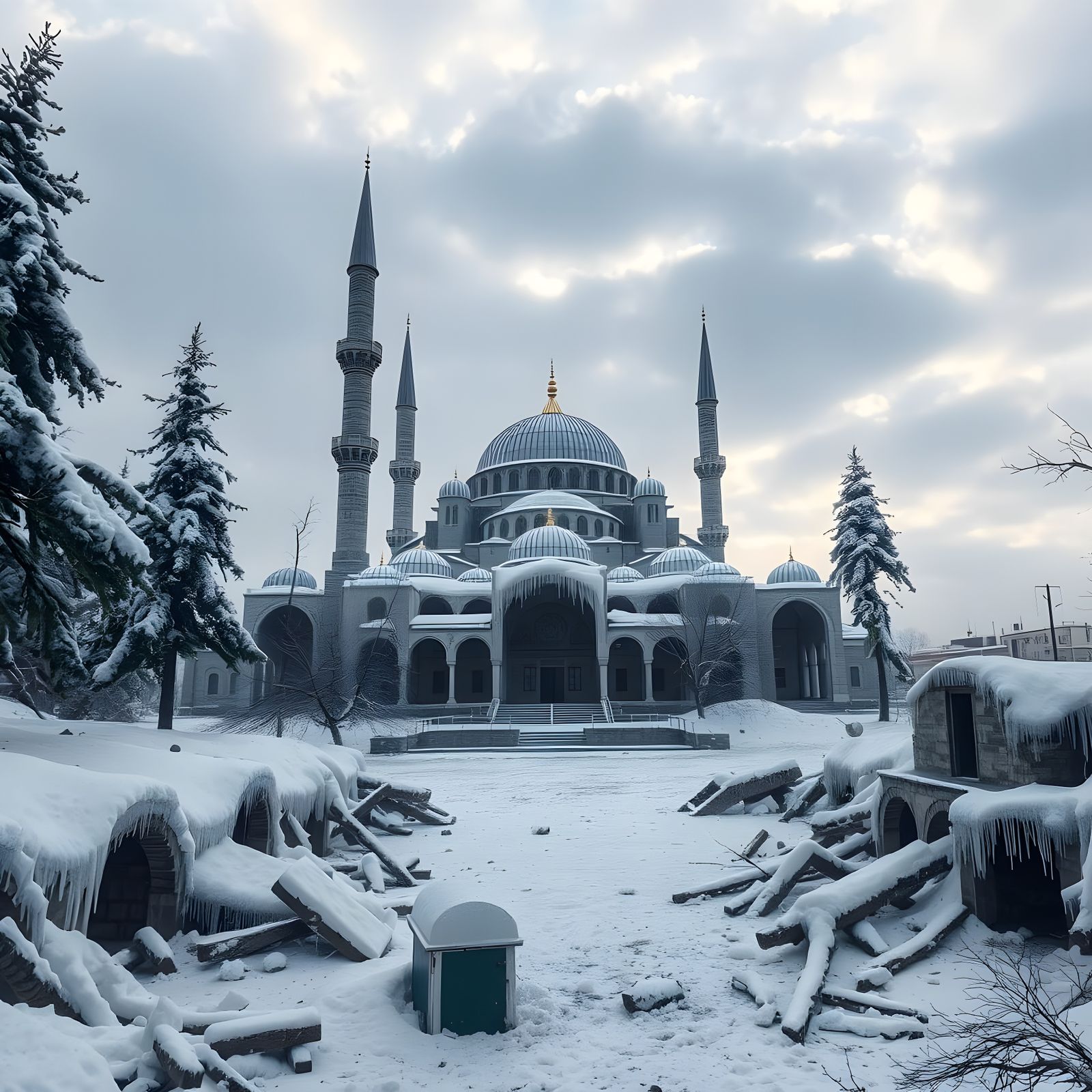 Abandoned Mosque in Post-Apocalyptic Winter Wonderland
