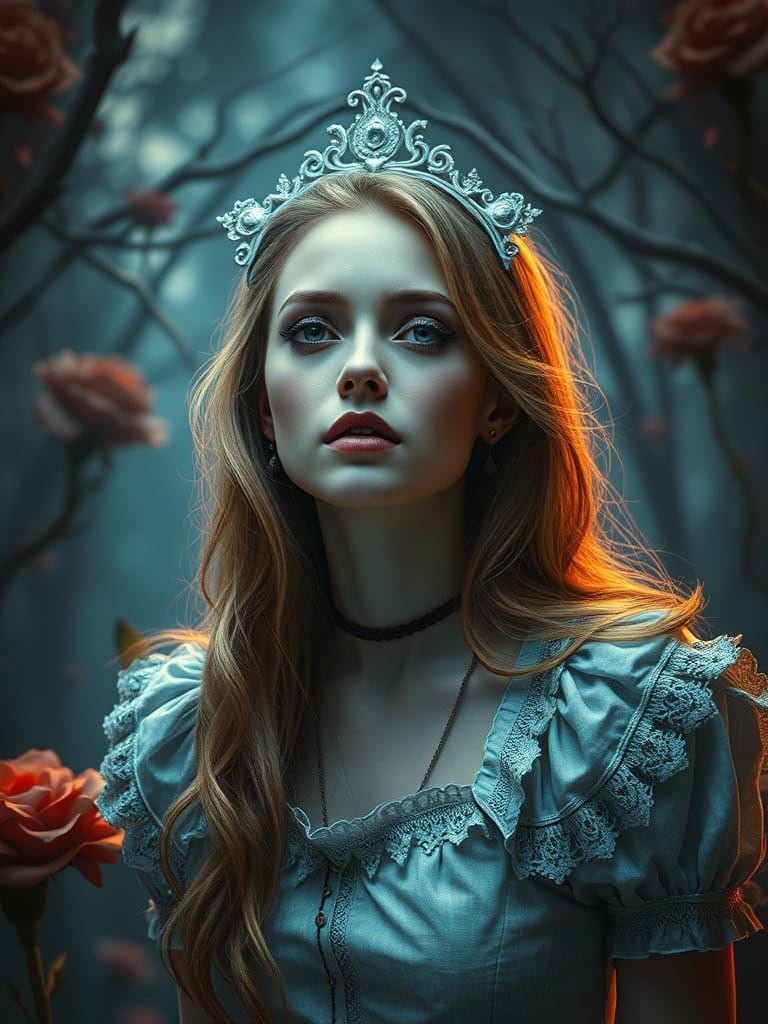 Alice's Beauty in a Surreal, Dark World
