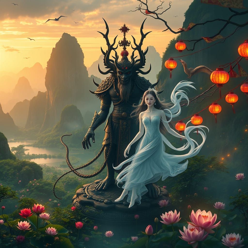 Majestic Yamantaka Embodied in Vietnamese Fantasy