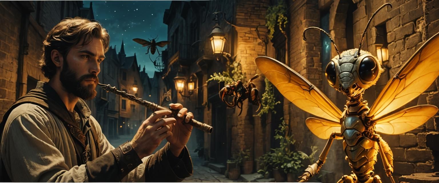 Piper Mage vs Giant Wasp in Dark Alley