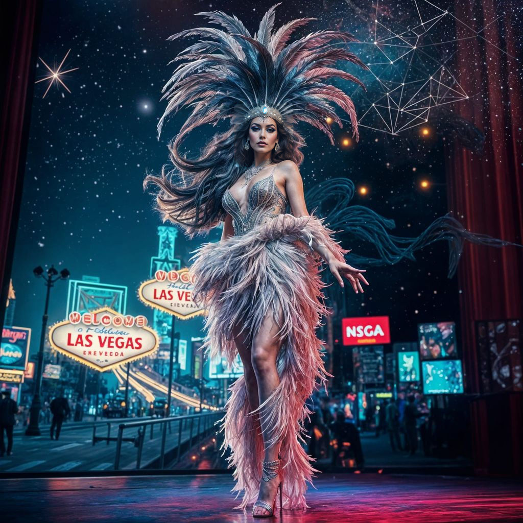Surreal Showgirl Double Exposure in Impressionistic Style
