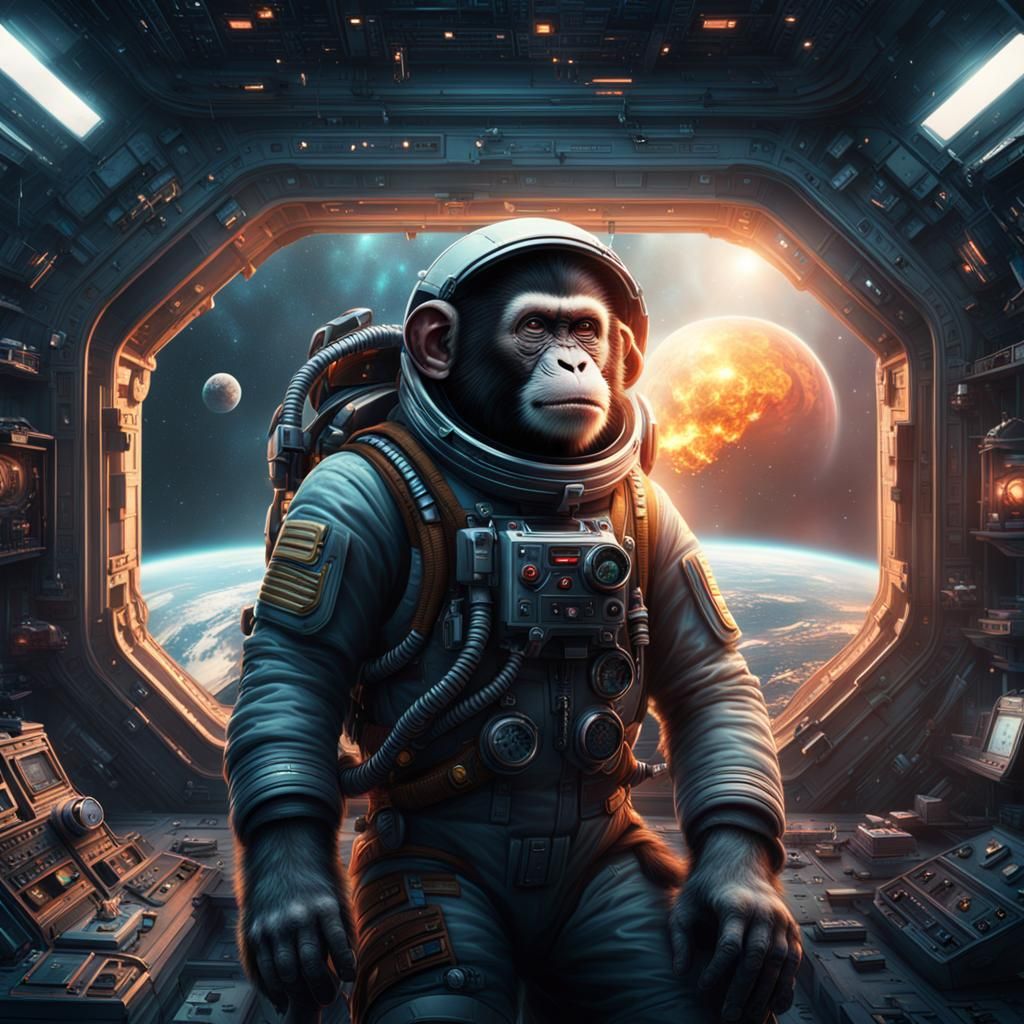 Epic Space Monkey Digital Matte Painting