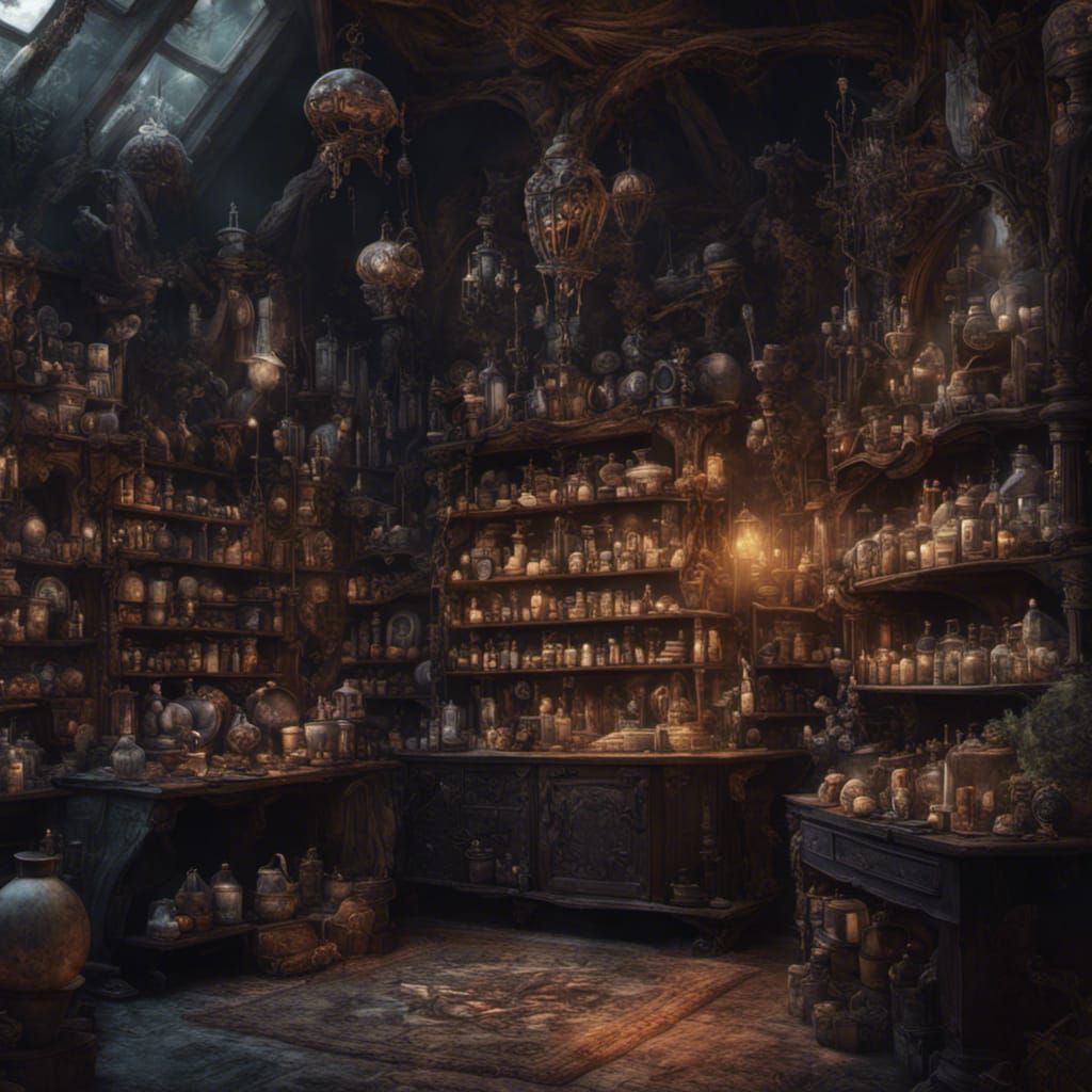 Gothic Witch's Apothecary: Dramatic Digital Painting