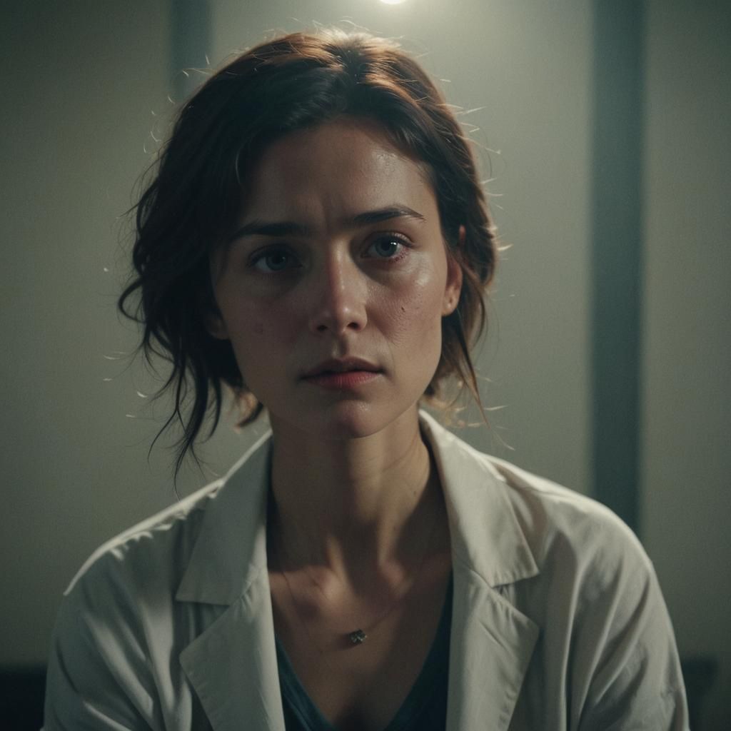 Girl with Blue Eyes in Moody Film Still