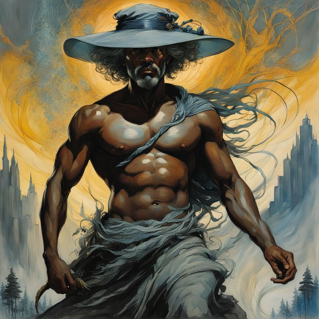 Futuristic Wizard Casting Nature Spell