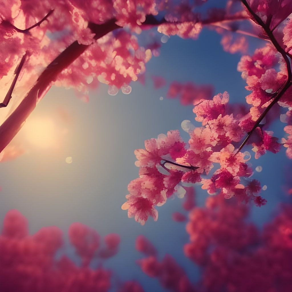 Hyperrealistic Cherry Blossom Splash Art