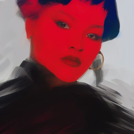Sleek Digital Portrait in Synthwave Style with Minimalist Se...