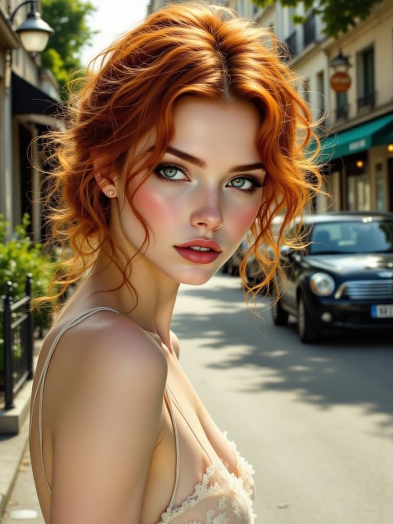 Redhead in Paris: Moody Surrealism Pin-Up