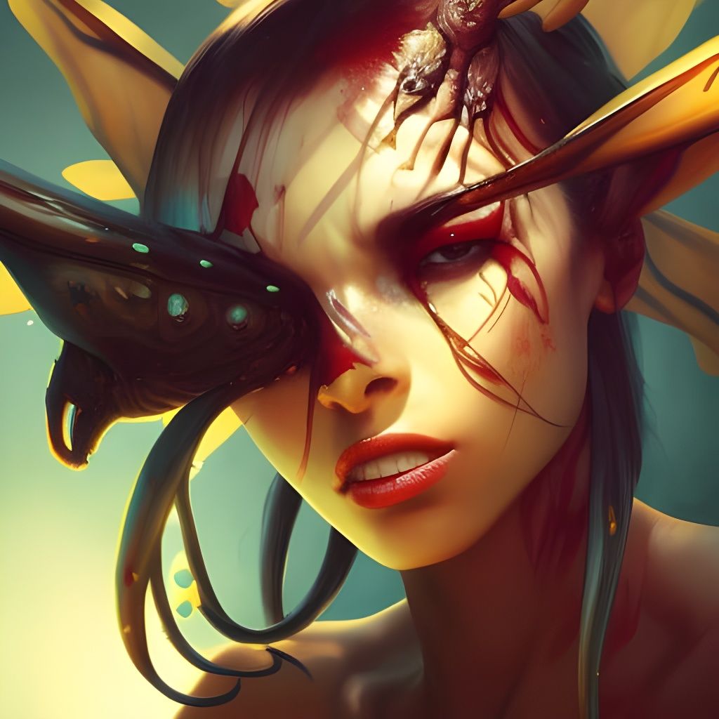 Hyperdetailed Killer Bee Monster Portrait