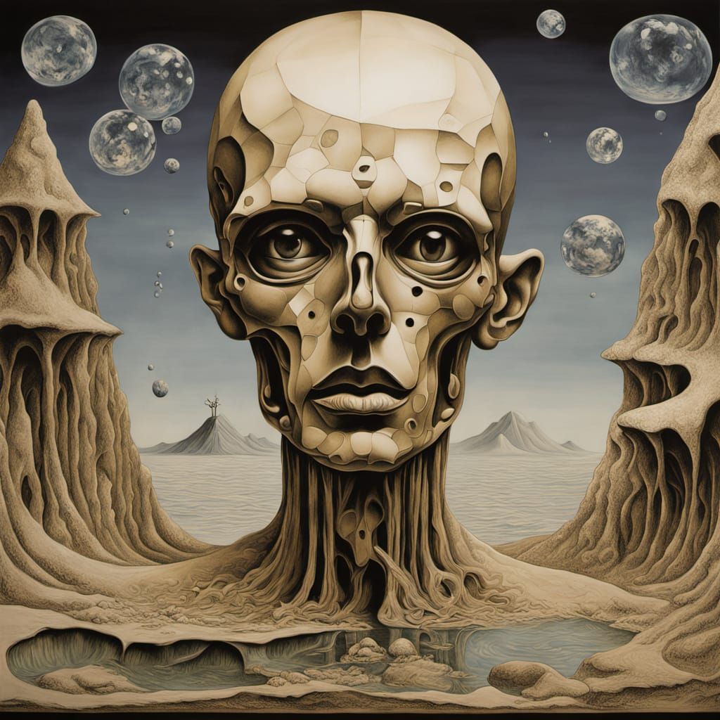 Surreal Angel of Death in Geometric Landscape