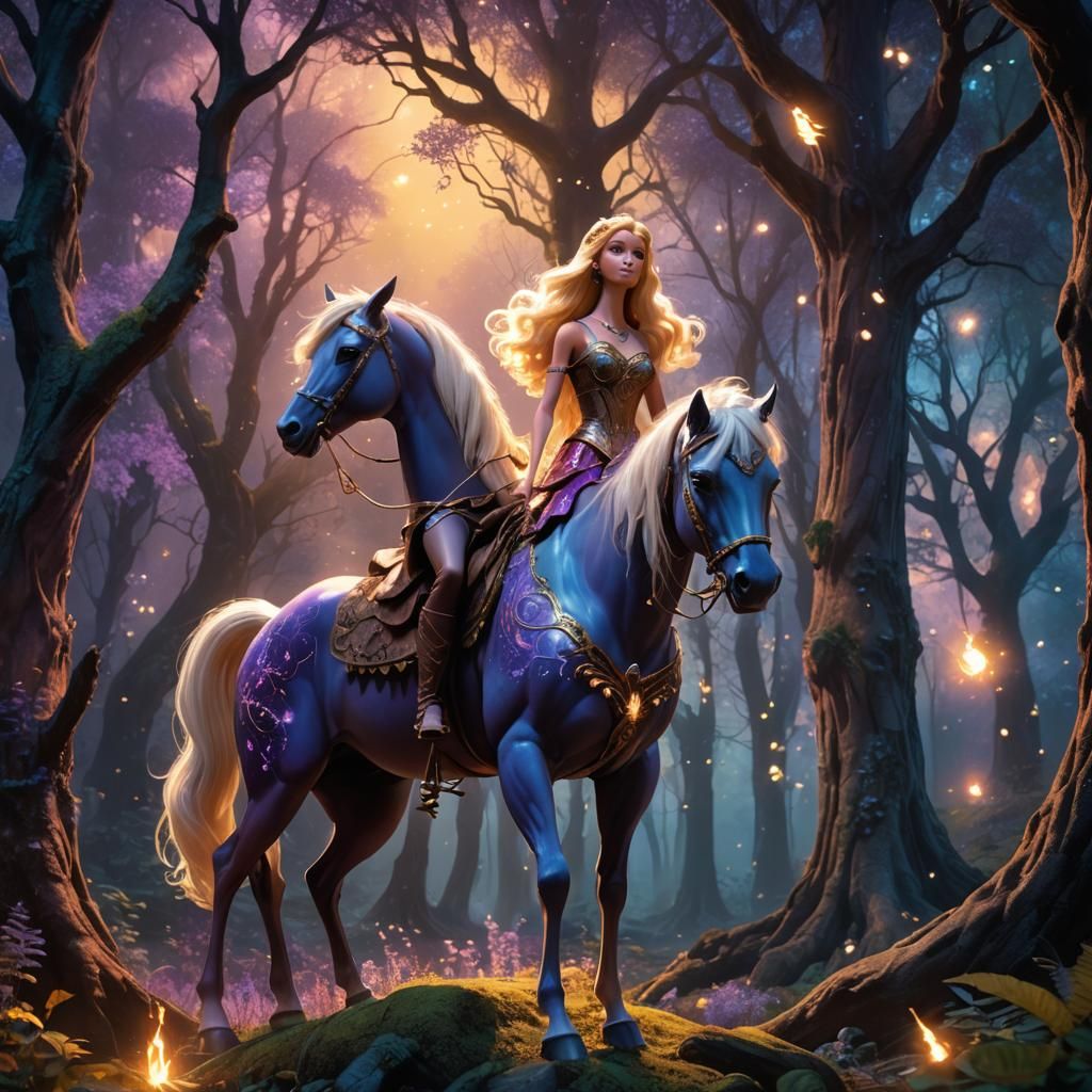 Barbie Centaur in Mystical Forest, Fantasy Art