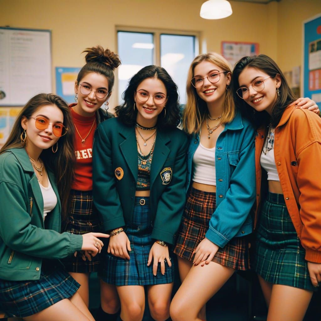 Y2K Teenage Fashion: Retro Film Photography in Classroom