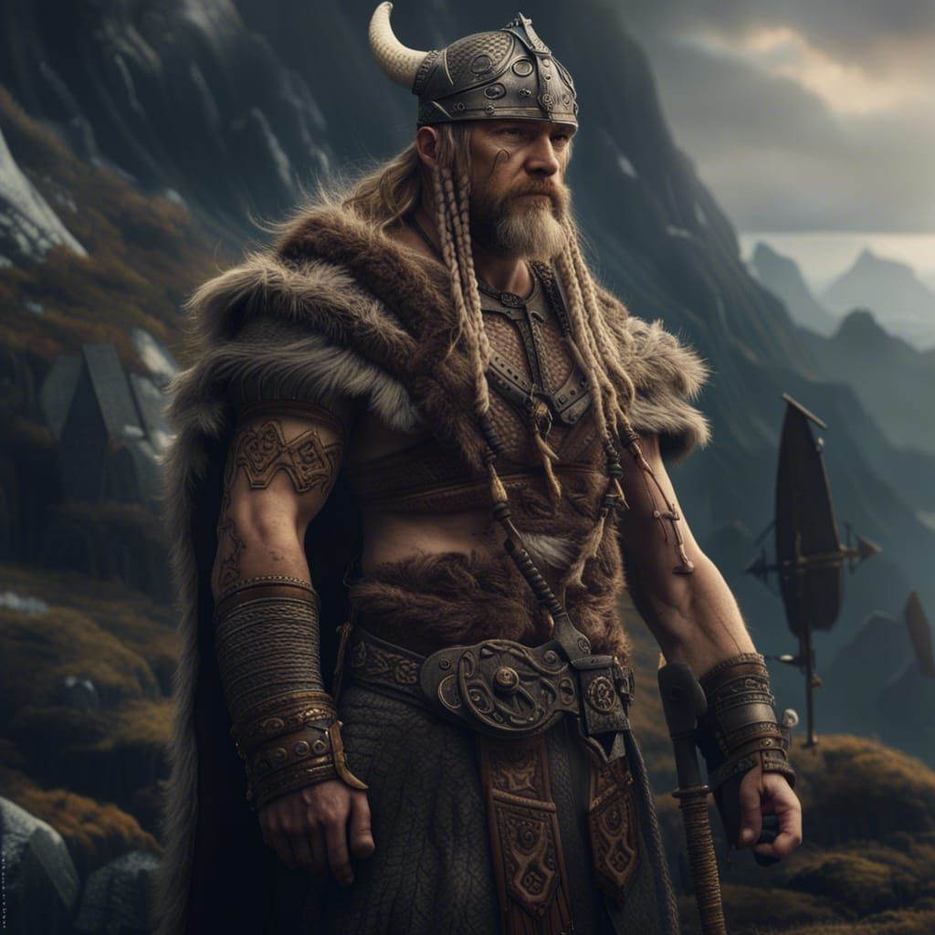 Epic Viking Avatar in Digital Matte Painting Style