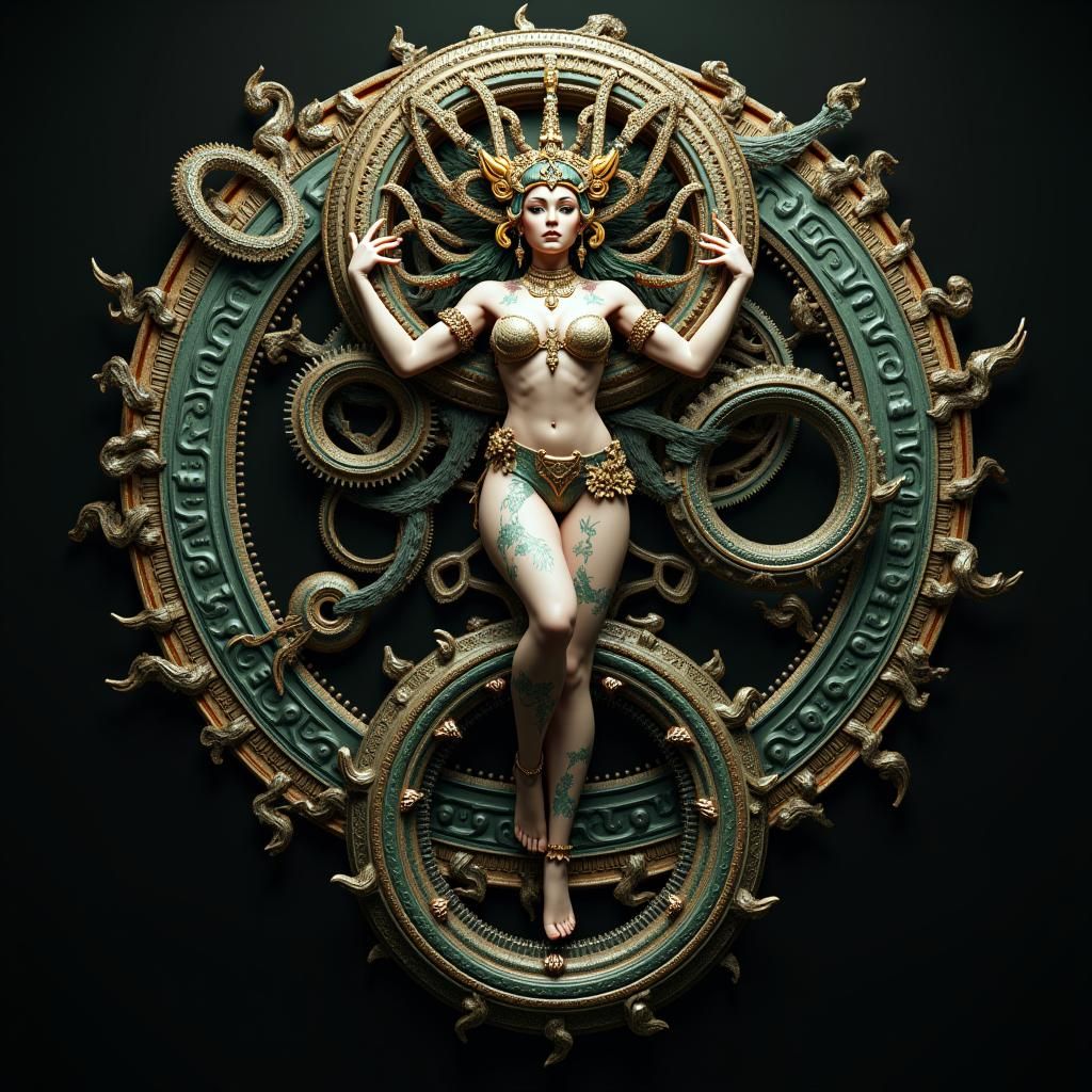 Goddess Entwined: Steampunk Anime Logo in 8K