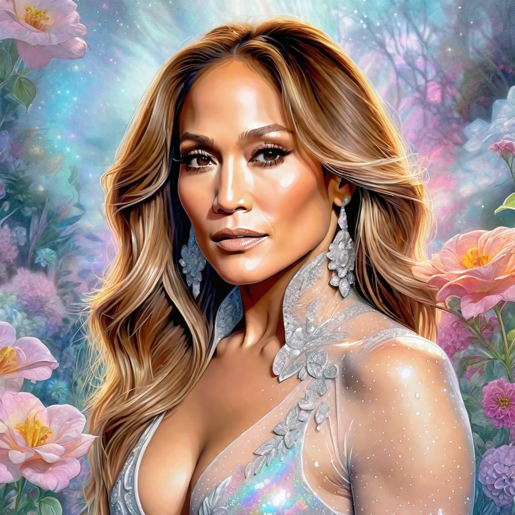 Jennifer Lopez Portrait in Ethereal Fantasy Style