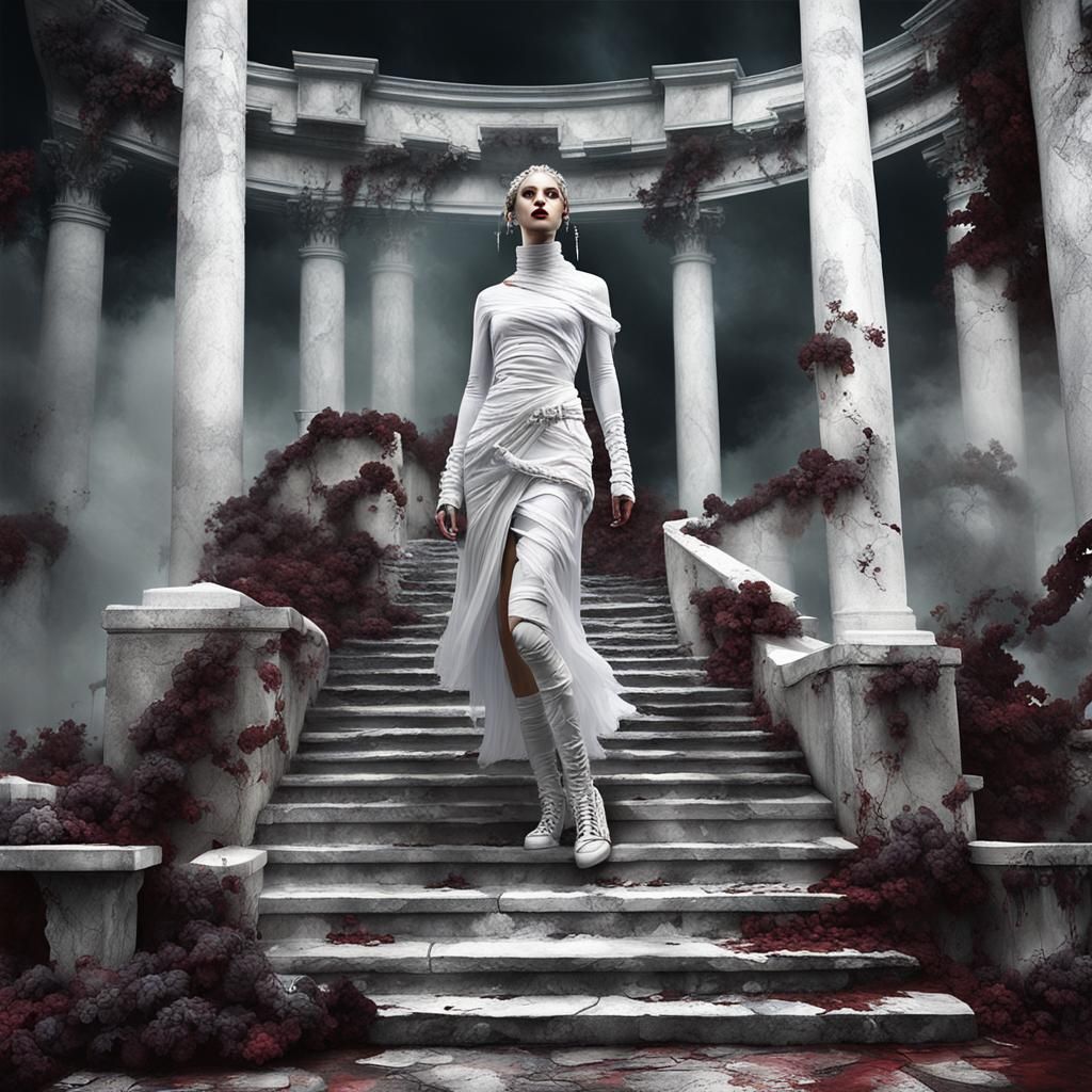 Cybergoth Model in Art Exhibit, Alma-Tadema Style