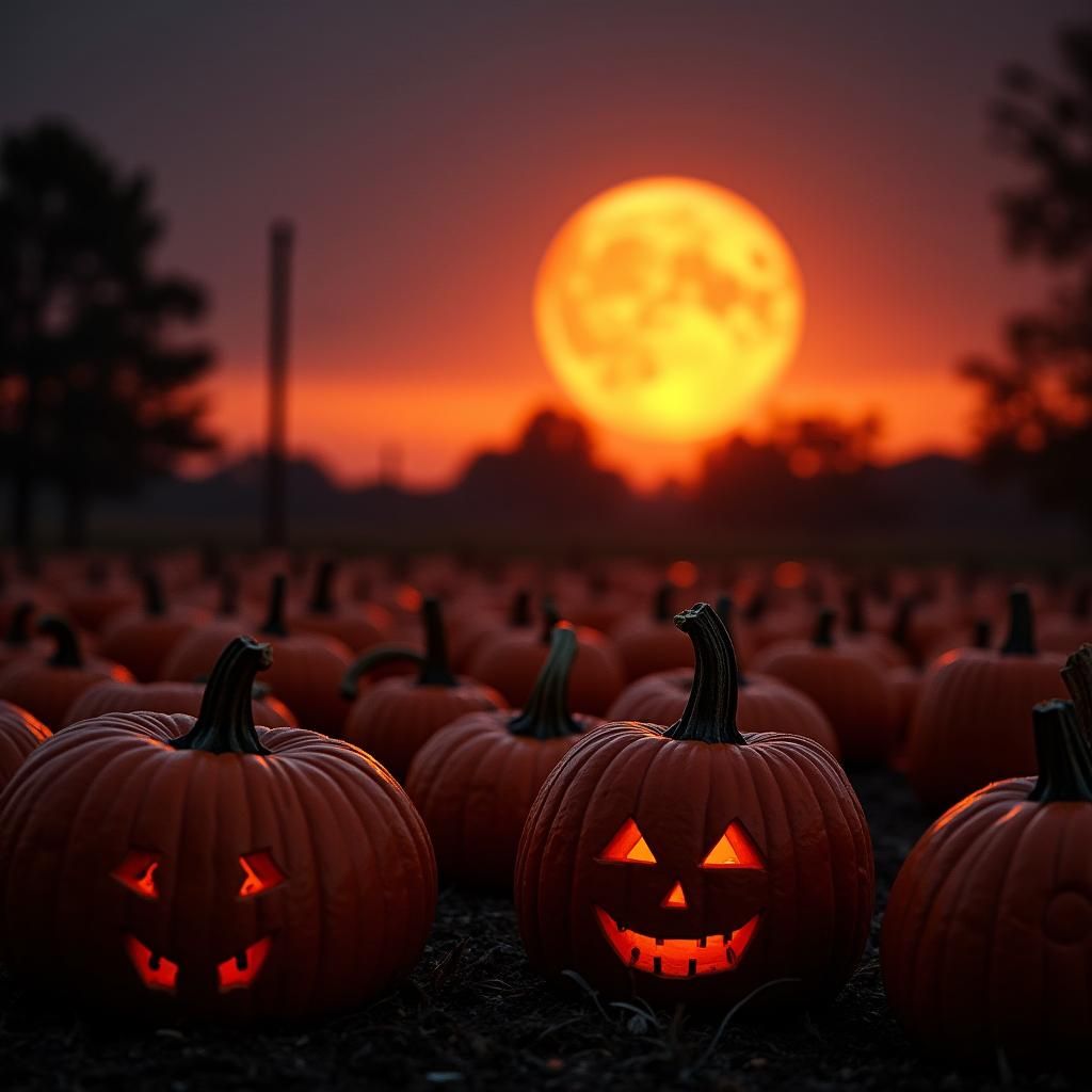 Haunted Pumpkin Patch at Sunset Digital Art