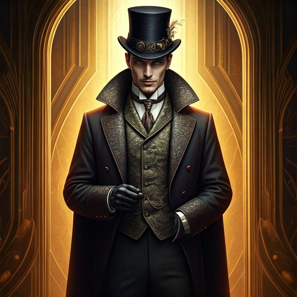 Elegant Gentlemen of the Future Era in 2025 Steampunk Style