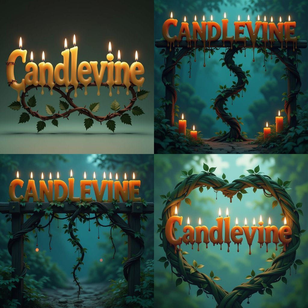 Candlevine Spelled in Dripping Candles with Twisted Greenery