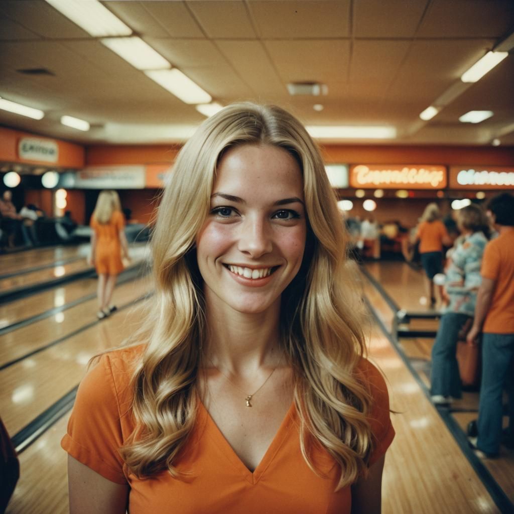 1970s Style Analog Film Photo of Smiling Woman