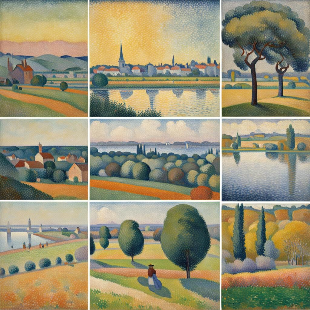 Pointillist Landscape Inspired by Masters