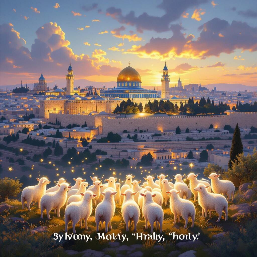 Heavenly Jerusalem Above Peaceful Lambs Singing Hymns