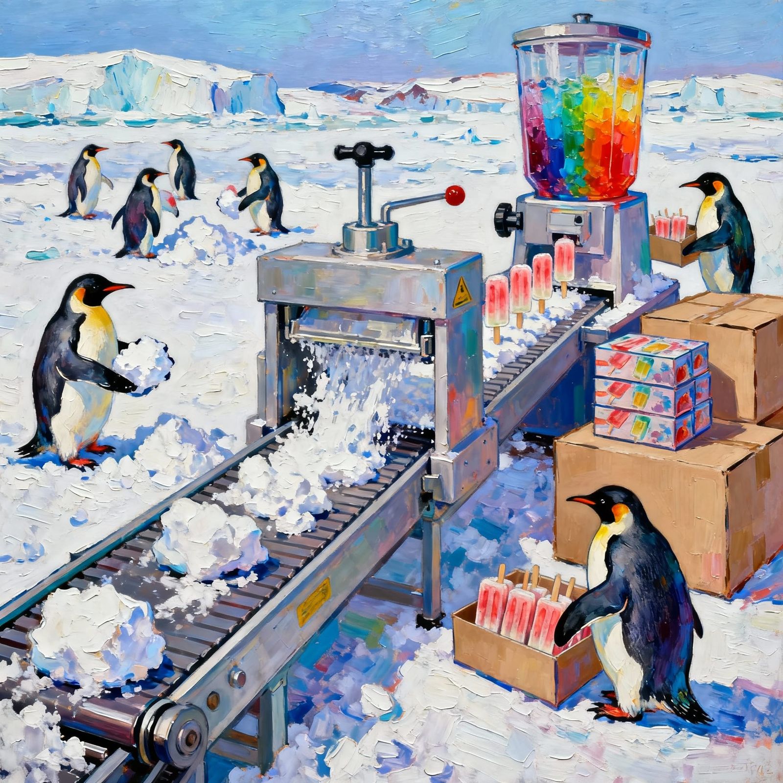 Penguins Crafting Popsicles in Antarctica