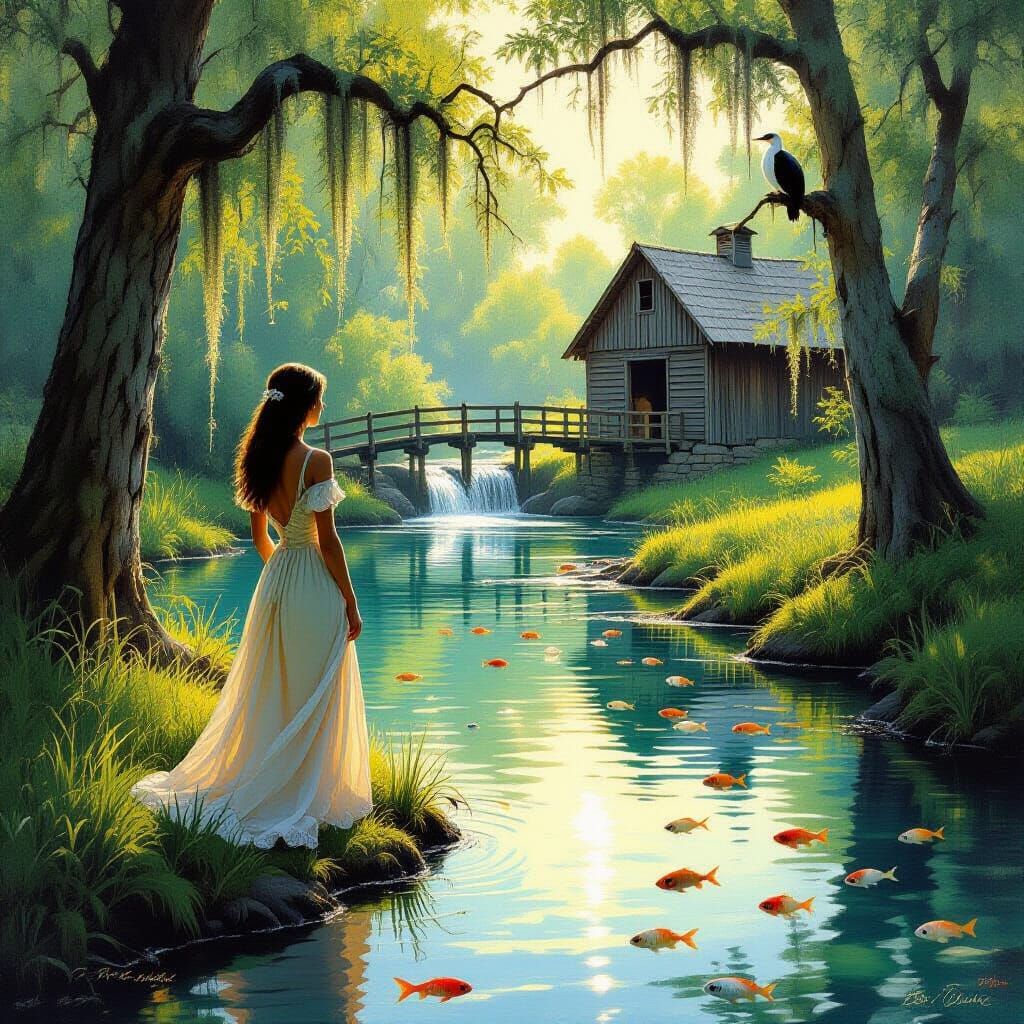 Florida Spring Scene in Bierstadt Style