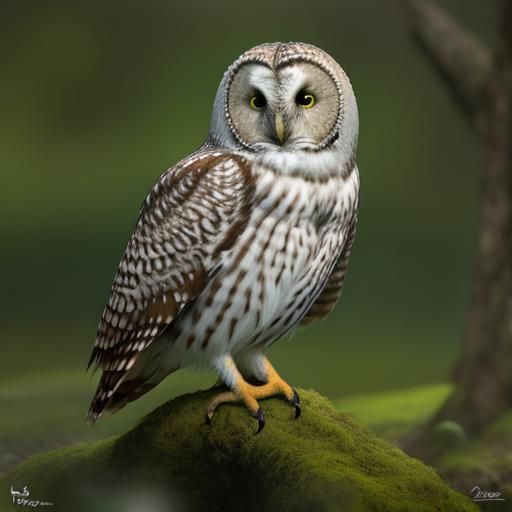 Hyperrealistic Ural Owl Playing, Sharp Focus
