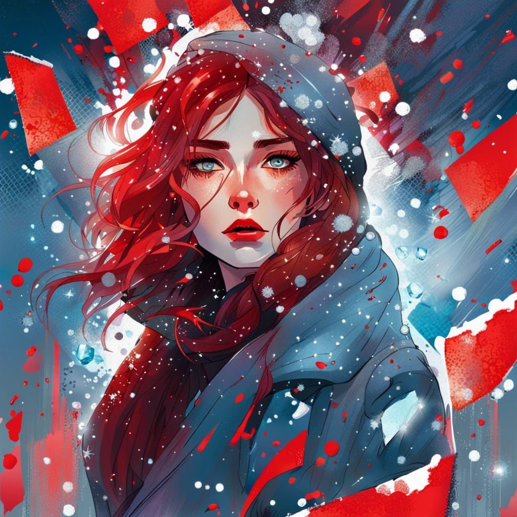 Detailed Ice Queen Illustration in Triadic Colors