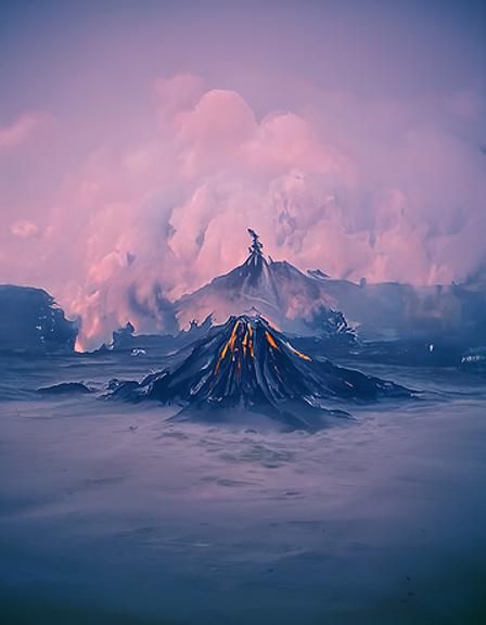 Volcanic Eruption in Romanticism Style