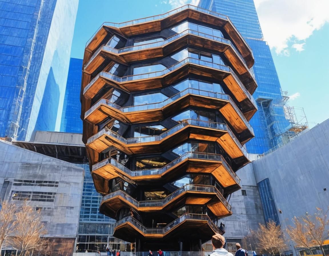 Teenager Views the Vessel Building