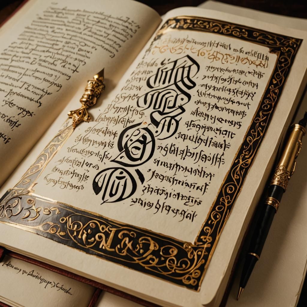 Illuminated Medieval Book with Calligraphy