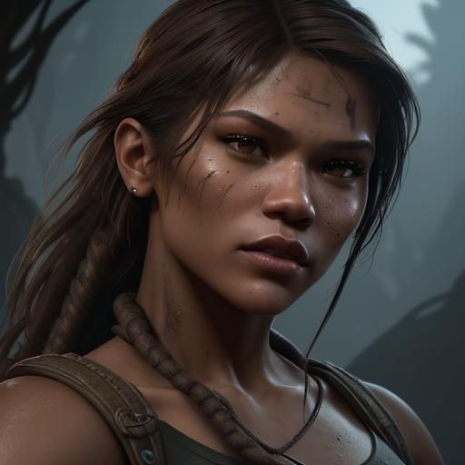 Zendaya as Tomb Raider: Detailed 8K Artstation Portrait