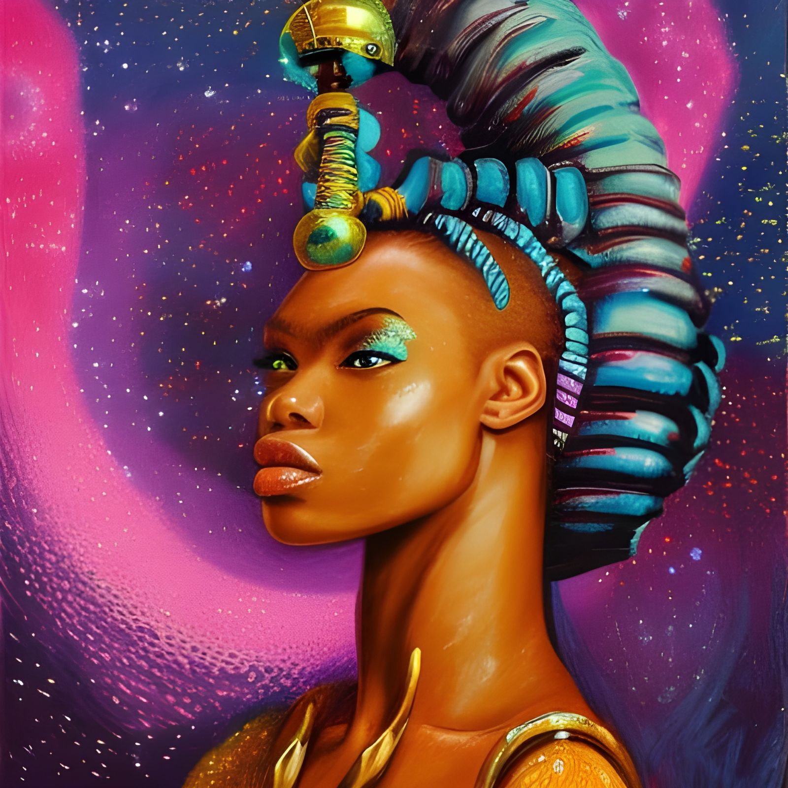 African Alien Princess in Epic Space Battle