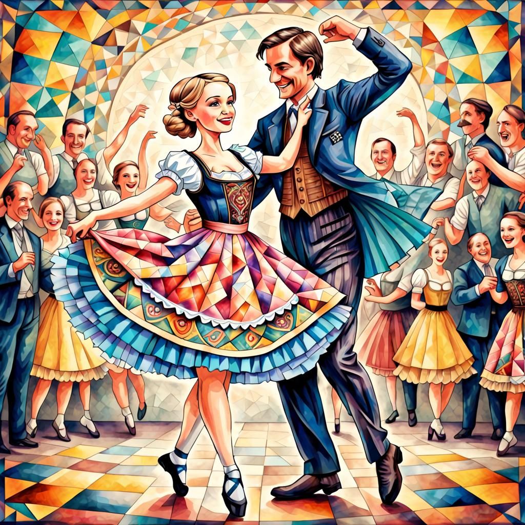 Bavarian Ballerina Dances at Oktoberfest: Psychedelic Art De...